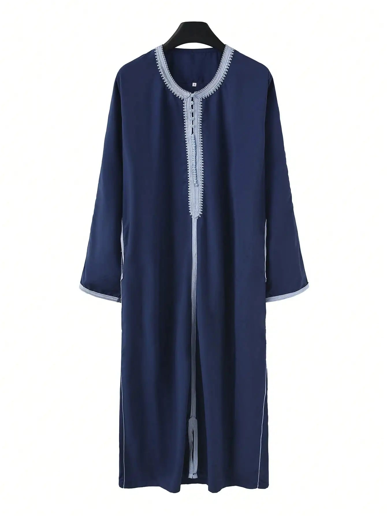 New Muslim Men's Thobe Embroidery Splicing Moroccan Luxury Elegant Robe Kandora Men's Burqa Islamic Loose Traditional Clothing