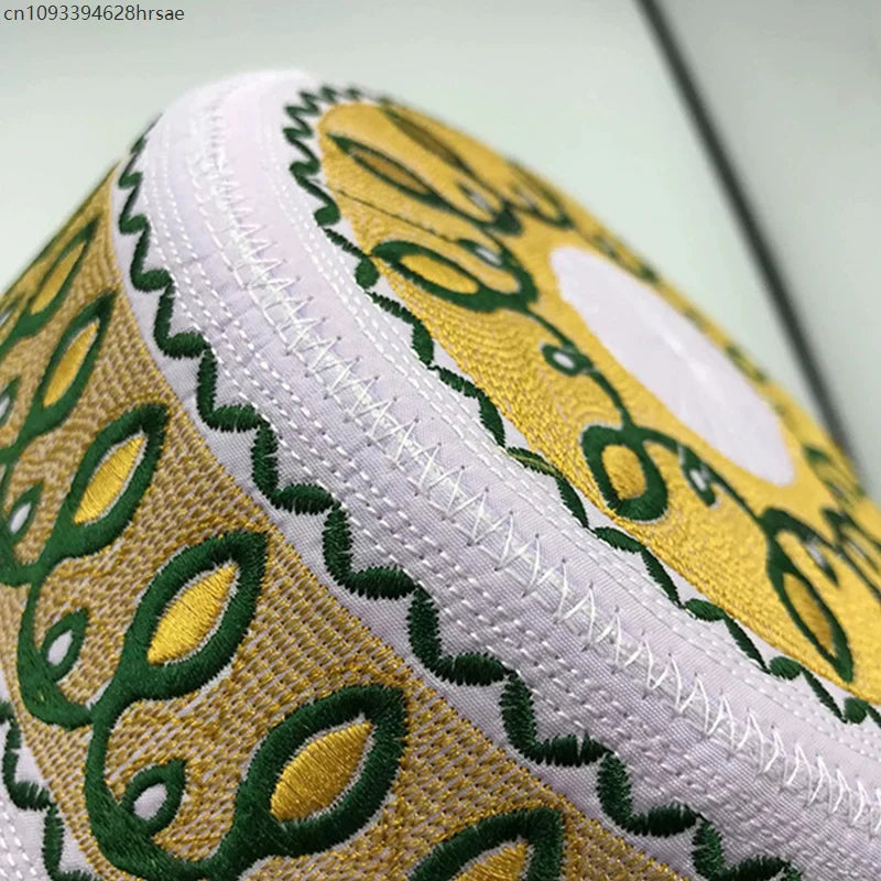 Kids Muslim Hat Ethnic Style Men Prayer Hats Adult Embroidery Arabia Turban Cap Flat Top Hats Arab Saudi Arabia Islamic Hat
