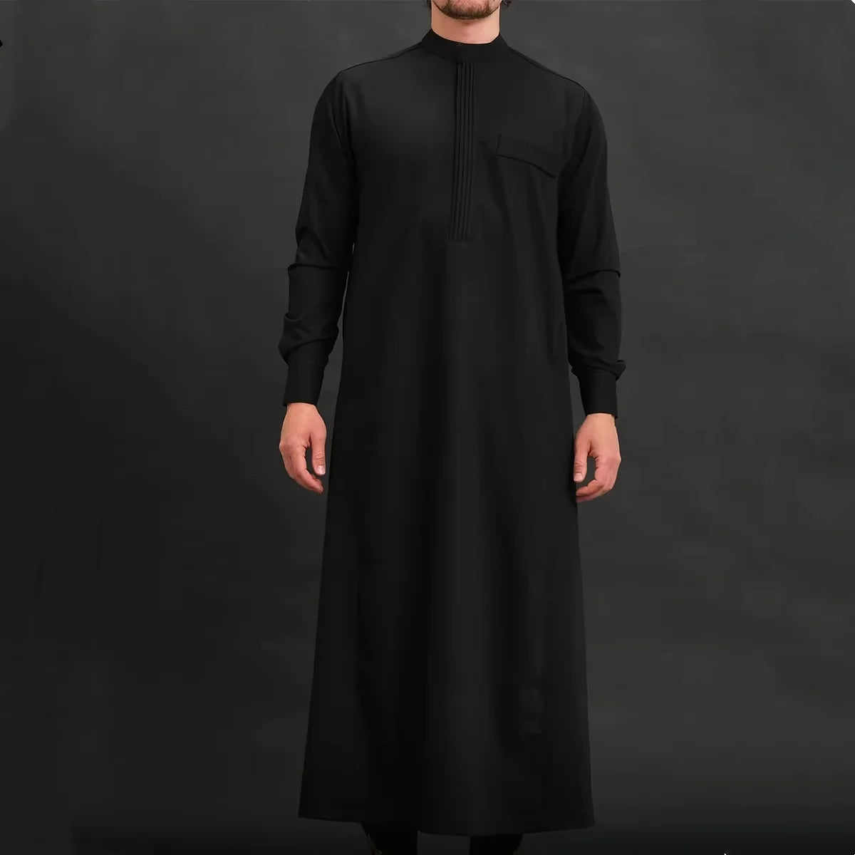 Muslim men's long robe, luxurious high-end fashionable embroidered robe, casual round neck daily holiday men's long robe