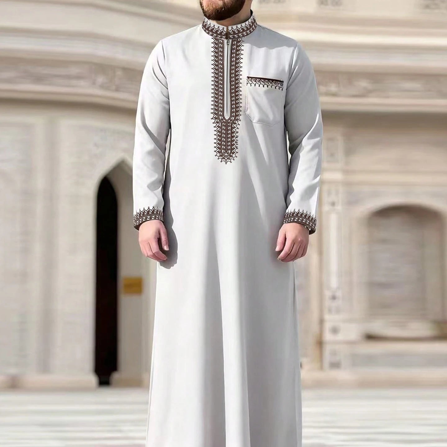 Men's Thobe —  Embroidered Moroccan Style