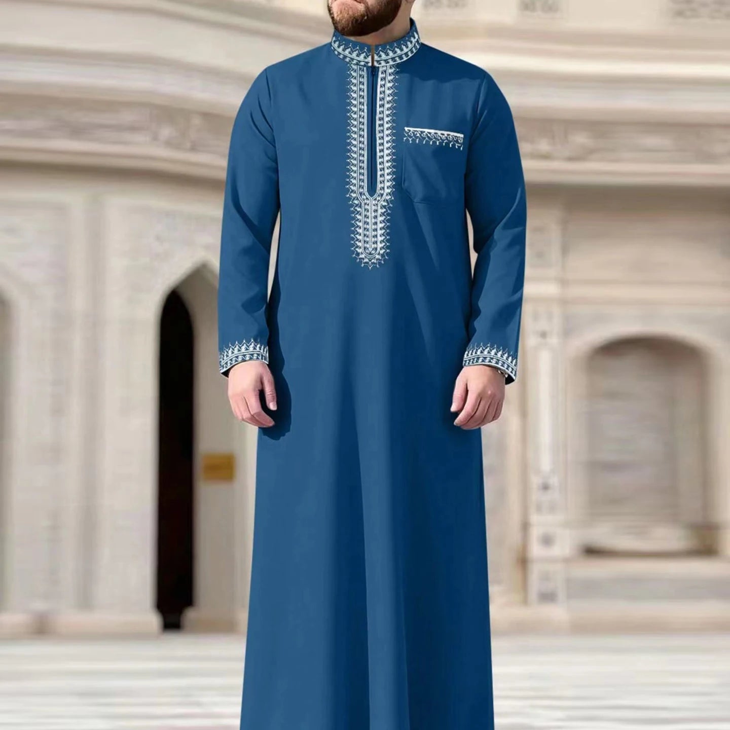 Men's Thobe —  Embroidered Moroccan Style