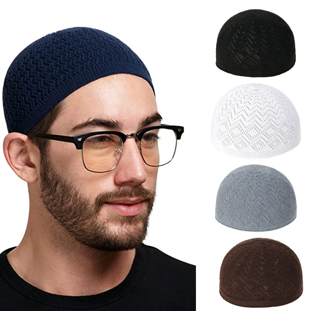 Muslim Men Prayer Hats Unisex Winter Warm Knitted Beanie Cap Islam India Caps Musulman Arab Men's Homme Hat