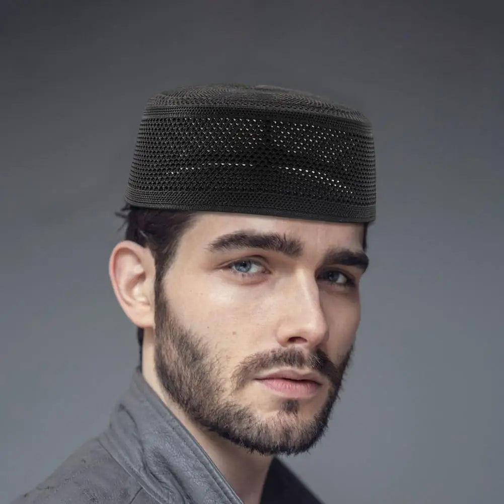 Men Top Hat Muslim Yarmulke With Mesh Design Ethnic Style Strong Breathability Solid Color Hat Outdoor Outfit Accessory Daily
