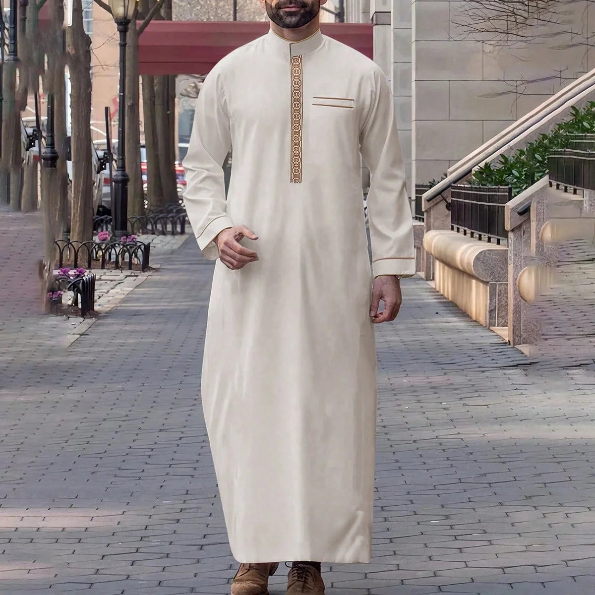 Men's Thobe —  Embroidered Moroccan Style
