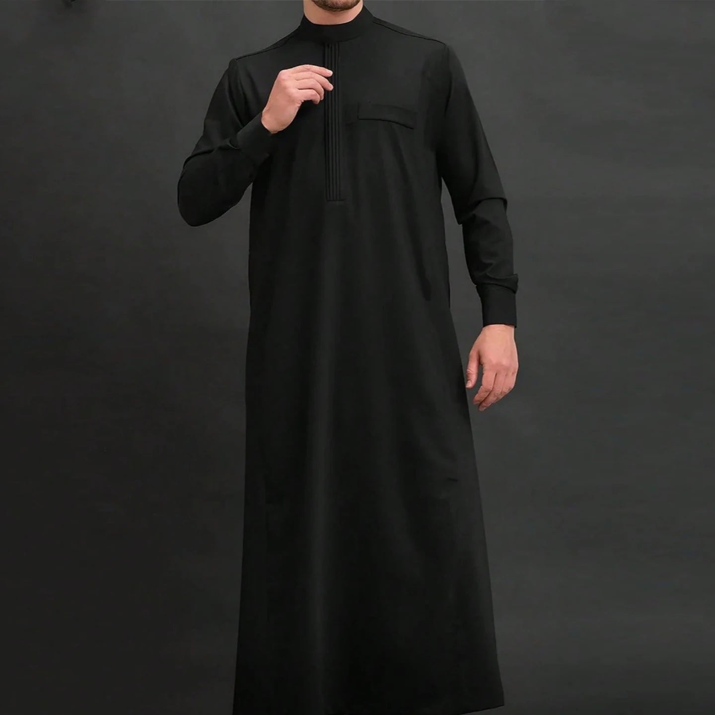 New Muslim Men's Thobe Embroidery Splicing Moroccan Luxury Elegant Robe Kandora Men's Burqa Islamic Loose Traditional Clothing