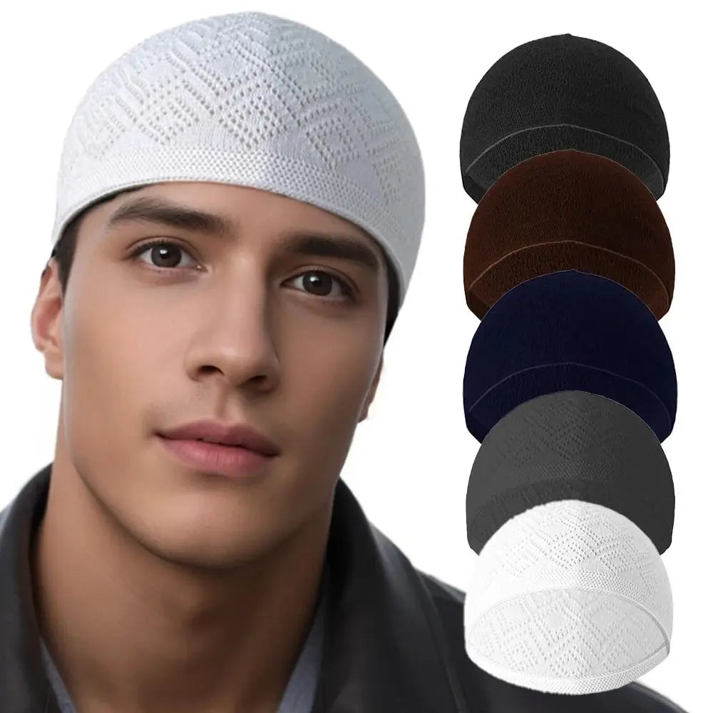 Muslim Men Prayer Hats Unisex Winter Warm Knitted Beanie Cap Islam India Caps Musulman Arab Men's Homme Hat
