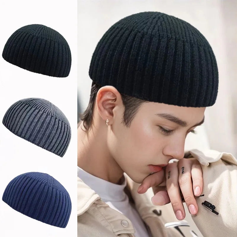 Muslim Hats for Men Pure Cotton Knitting Melon Hat Spring Winter Hijab Elegant High Strength Eid Ramadam Prayer Caps