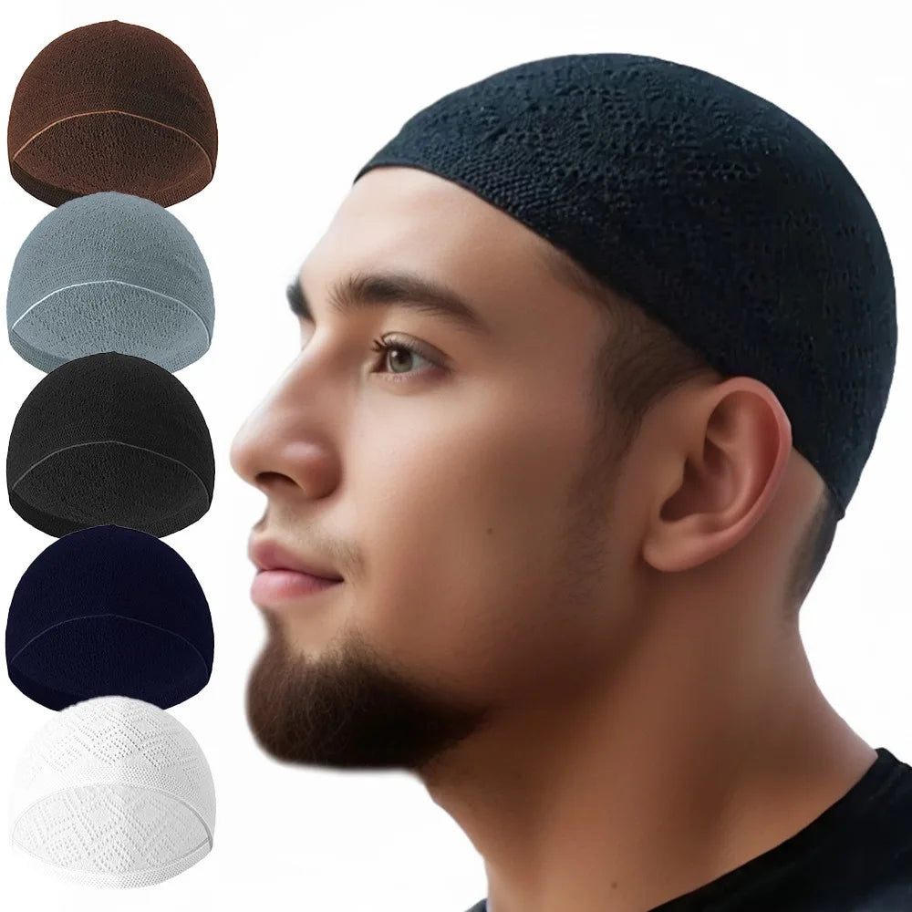 Muslim Men Prayer Hats Unisex Winter Warm Knitted Beanie Cap Islam India Caps Musulman Arab Men's Homme Hat