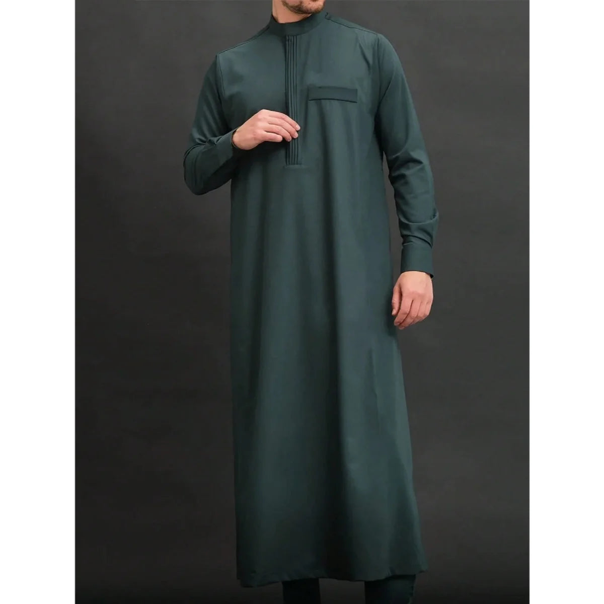 Muslim men's long robe, luxurious high-end fashionable embroidered robe, casual round neck daily holiday men's long robe