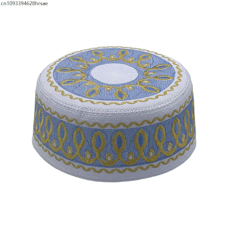 Kids Muslim Hat Ethnic Style Men Prayer Hats Adult Embroidery Arabia Turban Cap Flat Top Hats Arab Saudi Arabia Islamic Hat