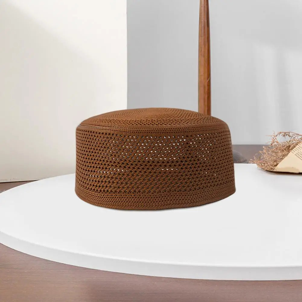 Men Top Hat Muslim Yarmulke With Mesh Design Ethnic Style Strong Breathability Solid Color Hat Outdoor Outfit Accessory Daily