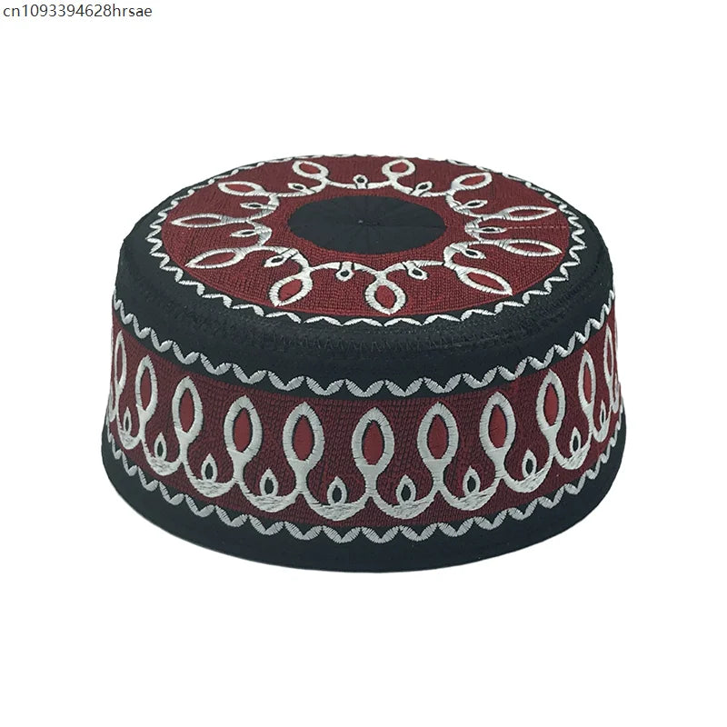 Kids Muslim Hat Ethnic Style Men Prayer Hats Adult Embroidery Arabia Turban Cap Flat Top Hats Arab Saudi Arabia Islamic Hat