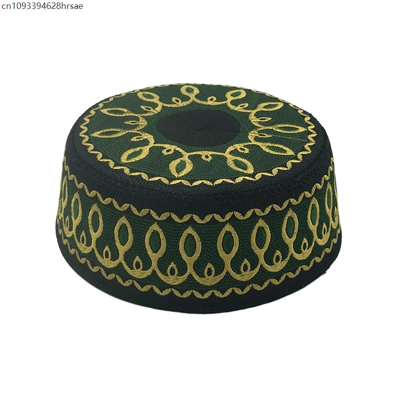 Kids Muslim Hat Ethnic Style Men Prayer Hats Adult Embroidery Arabia Turban Cap Flat Top Hats Arab Saudi Arabia Islamic Hat
