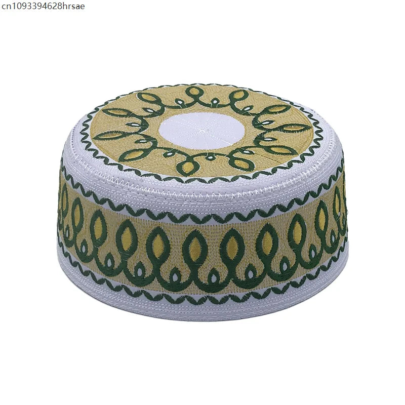 Kids Muslim Hat Ethnic Style Men Prayer Hats Adult Embroidery Arabia Turban Cap Flat Top Hats Arab Saudi Arabia Islamic Hat