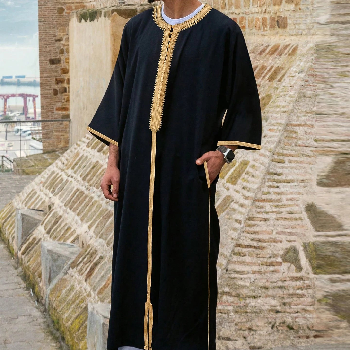 Men's Thobe —  Embroidered Moroccan Style