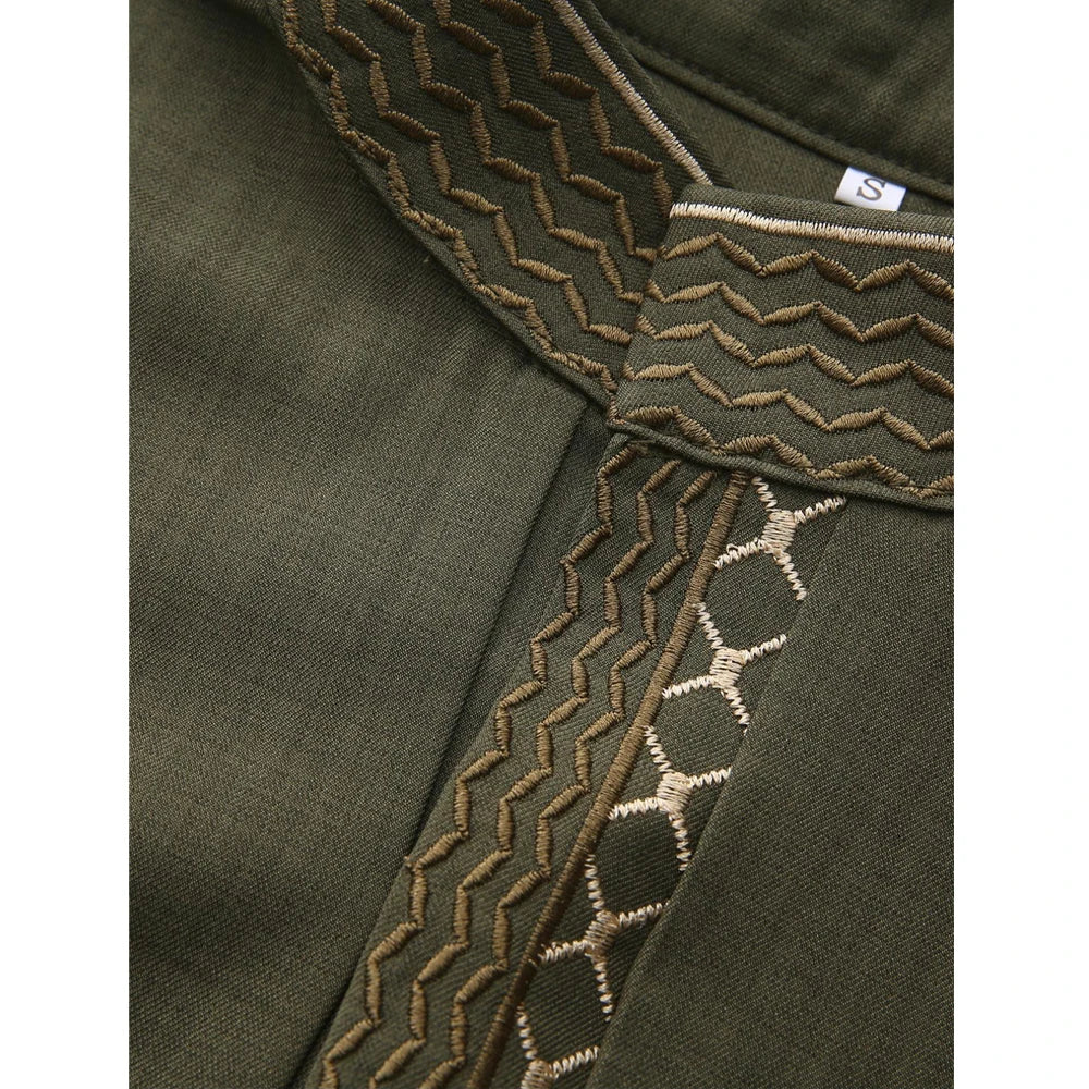 New Islamic Muslim Men's Thobe Long-sleeved Classic Embroidery Robe Arabic Ethnic Style Men's Casual Formal Robe Prayer Dress