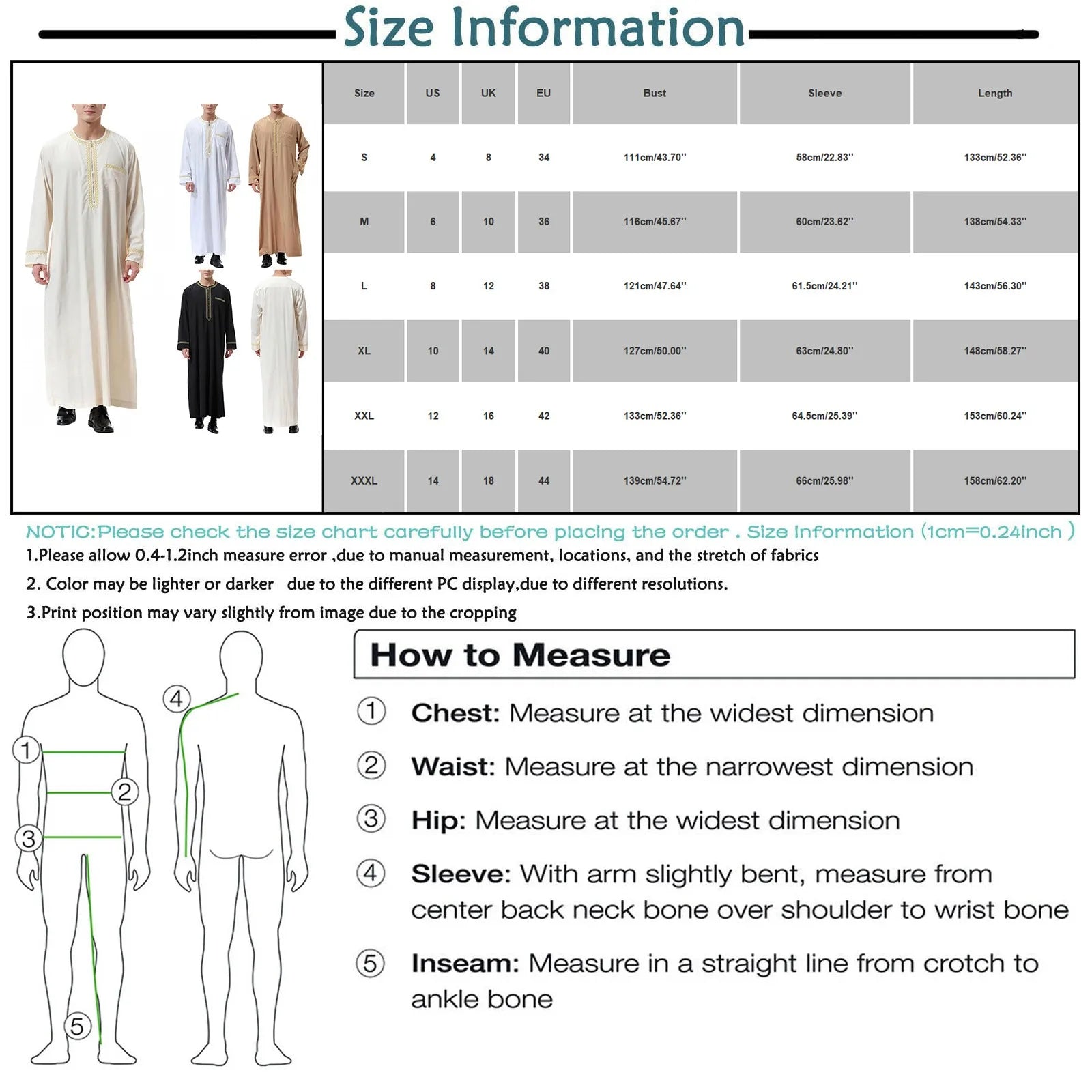 Men Thobes — Long Sleeve